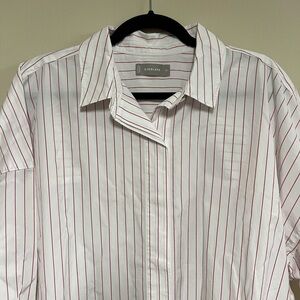 Everlane Women’s White Shirt with Red Stripes
